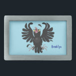 Boucle De Ceinture Rectangulaire Drôle fou corbeau dessin animé de corbeau de corne<br><div class="desc">Ce corbeau amusant a quelque chose à croquer ! Dessiné dans le style d'illustration de dessin animé cool.</div>