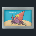 Boucle De Ceinture Rectangulaire Drôle mignon caricature pourpre crabe ermite<br><div class="desc">Cette caricature joyeuse de crabe ermite est un violet et orange clair et coloré. Emmène-moi à la mer !</div>