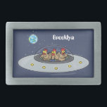 Boucle De Ceinture Rectangulaire Drôle poule dans l'espace dessin animé<br><div class="desc">Qui a laissé sortir les poules ? Ces drôles de poulets bruns explorent l'espace et sont très amusants!</div>