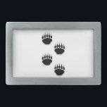 Boucle De Ceinture Rectangulaire Empreintes de pattes de l'ours noir<br><div class="desc">Empreintes de pattes d'ours noir. Image originale.</div>
