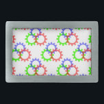 Boucle De Ceinture Rectangulaire Engrenages rouges, verts et bleus<br><div class="desc">Motif d'engrenages rouge,  vert et bleu. Design original et décoratif.</div>