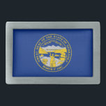 Boucle De Ceinture Rectangulaire Flag du Nebraska<br><div class="desc">Le drapeau de l'état du Nebraska patriotique.</div>