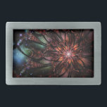 Boucle De Ceinture Rectangulaire Fleur imaginaire fractale douce et tendresse<br><div class="desc">Fleur d'imaginaire fractale douce et tendresse en rouge,  vert et bleu</div>