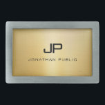 Boucle De Ceinture Rectangulaire Glamour Faux Gold Look Moderne Monogramme<br><div class="desc">Glamour Faux Gold Look Modèle Monogramme moderne.</div>