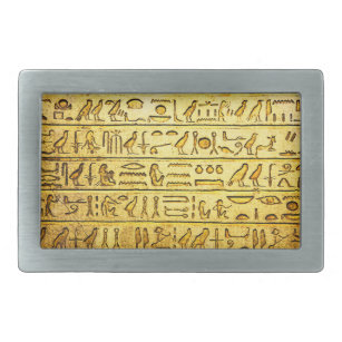 Boucle De Ceinture Rectangulaire Hiéroglyphes égyptiens antiques Jaune Rectangulair