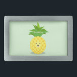 Boucle De Ceinture Rectangulaire Illustration d'ananas mignon<br><div class="desc">Ce mignon ananas est dessiné dans un style amusant de dessin animé.</div>