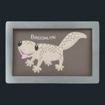 Boucle De Ceinture Rectangulaire Illustration de gecko tan tan mignon<br><div class="desc">Ce mignon gecko marron clair est rusé et adorable. Beaucoup de plaisir reptile dessiné en joyeux style de dessin animé!</div>