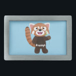 Boucle De Ceinture Rectangulaire Illustration de panda rouge mignon<br><div class="desc">Ce joli panda rouge est en train de déguster une collation en bambou. Dessiné dans un adorable style de dessin animé câlin.</div>