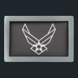 Boucle De Ceinture Rectangulaire Logo de l'armée de l'air américaine - Noir<br><div class="desc">Cette conception présente le logo officiel de l'armée de l'air des États-Unis affiché sur un arrière - plan bleu en gras. Représentant la fierté,  l’honneur et la tradition,  il s’agit d’un hommage intemporel au service et au dévouement de la United States Air Force.</div>