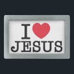 Boucle De Ceinture Rectangulaire Mon coeur Jésus<br><div class="desc">J'aime Jésus ou le coeur jésus</div>