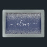 Boucle De Ceinture Rectangulaire Monogramme à Parties scintillant étincelante en ar<br><div class="desc">Parties scintillant à étincelles bleu marine et argent Script Monogramme Nom Boucle de ceinture. Cela rend la graduation parfaite, doux 16 16ème, 18ème, 21ème, 30ème, 40ème, 50ème, 60ème, 70ème, 80ème, 90ème, 100ème anniversaire, mariage, douche nuptiale, anniversaire, baby shower ou cadeau de fête de bachelorette pour quelqu'un qui aime les styles...</div>