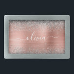 Boucle De Ceinture Rectangulaire Monogramme de Parties scintillant d'argent en méta<br><div class="desc">Or rose - Blush Rose et Argent Faux Foil Parties scintillant étincelante métallique brossé Monogramme Nom de la ceinture Boucle. Cela rend la graduation parfaite, doux 16 16ème, 18ème, 21ème, 30ème, 40ème, 50ème, 60ème, 70ème, 80ème, 90ème, 100ème anniversaire, mariage, douche nuptiale, anniversaire, baby shower ou cadeau de fête de bachelorette...</div>