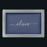 Boucle De Ceinture Rectangulaire Monogramme moderne bleu marine et blanc<br><div class="desc">Découvrez notre collection de monogrammes modernes bleu et blanc de la Marine : Élevez votre décor de maison avec notre collection sophistiquée avec un schéma de couleurs bleu marine et blanc contemporain. Chaque pièce est minutieusement conçue pour exsuder l'élégance et le style, parfait pour ajouter une touche de modernité à...</div>