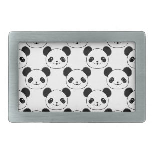 Boucle De Ceinture Rectangulaire Motif Kawaii Panda En Noir Et Blanc