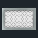 Boucle De Ceinture Rectangulaire Motif Quatrefoil classique<br><div class="desc">Motif simple en noir et blanc.</div>