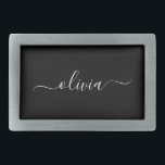 Boucle De Ceinture Rectangulaire Noir Blanc Moderne Minimaliste Élégant Monogramme<br><div class="desc">Découvrez notre collection minimaliste moderne de monogrammes noirs et blancs : Faites preuve de simplicité et de sophistication grâce à nos designs minimalistes, conçus pour élever votre style sans effort. Réalisée avec un oeil attentif pour l'esthétique moderne, cette collection présente des motifs noirs et blancs épurés accentués par des monogrammes...</div>