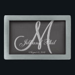 Boucle De Ceinture Rectangulaire Noir de base Mariage Fabrique Monogramme Grande va<br><div class="desc">Monogramme noir de base 3d. Découvrez cette 3d Monogram Basic Black design.Gothique noir cherchez votre soirée de mariage. Monogrammes,  texte et nom de mariée et de mariée sont faciles à changer selon vos besoins. Toutes les oeuvres et images ©nuptial.</div>