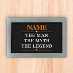 Boucle De Ceinture Rectangulaire Nom Personnalisé L'Homme Le Mythe La Légende<br><div class="desc">Nom Personnalisé L'Homme Le Mythe La Légende</div>