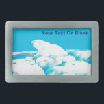 Boucle De Ceinture Rectangulaire Ours Polaire Sur Glace<br><div class="desc">Image d'un ours polaire (Ursus maritimus) reposant sur la banquise polaire,  un peu stylisée et de couleur bleue. Ajoutez votre propre texte.</div>