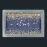 Boucle De Ceinture Rectangulaire Parties scintillant Bleu de la Marine d'or Script<br><div class="desc">Bleu de marine et or Parties scintillant étincelante Script Monogramme Nom Boucle de ceinture. Cela rend la graduation parfaite, doux 16 16ème, 18ème, 21ème, 30ème, 40ème, 50ème, 60ème, 70ème, 80ème, 90ème, 100ème anniversaire, mariage, douche nuptiale, anniversaire, baby shower ou cadeau de fête de bachelorette pour quelqu'un qui aime les styles...</div>