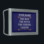 Boucle De Ceinture Rectangulaire Personnalisé L'Homme Le Mythe La Légende De La Pêc<br><div class="desc">Le design personnalisé de la pêche pourrait être utilisé pour vous-même ou il pourrait être un grand cadeau pour un amoureux de la pêche. Vous pouvez ajouter votre nom ou un autre nom sur le design personnalisé de la pêche.</div>