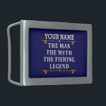 Boucle De Ceinture Rectangulaire Personnalisé L'Homme Le Mythe La Légende De La Pêc<br><div class="desc">Le design personnalisé de la pêche pourrait être utilisé pour vous-même ou il pourrait être un grand cadeau pour un amoureux de la pêche. Vous pouvez ajouter votre nom ou un autre nom sur le design personnalisé de la pêche.</div>