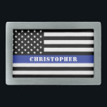 Boucle De Ceinture Rectangulaire Police de la ligne bleue mince<br><div class="desc">Officier de police personnalisé Mince Ligne Bleue USA Drapeau Département de police Cadeaux!</div>