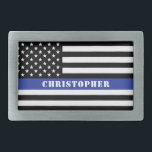 Boucle De Ceinture Rectangulaire Police de la ligne bleue mince<br><div class="desc">Officier de police personnalisé Mince Ligne Bleue USA Drapeau Département de police Cadeaux!</div>