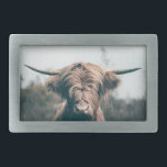 Boucle De Ceinture Rectangulaire Portrait de vache Highland<br><div class="desc">Portrait animal photo de la majestueuse vache des hautes terres.</div>
