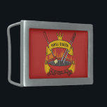 Boucle De Ceinture Rectangulaire Queen Grill<br><div class="desc">Barbecue grill sur le charbon de bois flamboyant,  bannière de défilement avec texte personnalisé sur les tonalités croisées et brosse. Couleur arrière - plan personnalisée.</div>