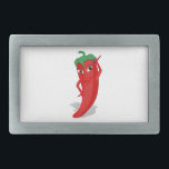 Boucle De Ceinture Rectangulaire Red Hot Pepper Diva<br><div class="desc">Un personnage de dessin animé rouge et poivre chaud. Design original. Boucles de ceinture personnalisées. Idée cadeau.</div>