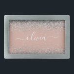 Boucle De Ceinture Rectangulaire Rose or rose rose pâle Parties scintillant argent<br><div class="desc">Rose Gold - Blush Pink and Silver Sparkle Parties scintillant Script Monogramme Nom Belt Buckle. Cela rend la graduation parfaite, doux 16 16ème, 18ème, 21ème, 30ème, 40ème, 50ème, 60ème, 70ème, 80ème, 90ème, 100ème anniversaire, mariage, douche nuptiale, anniversaire, baby shower ou cadeau de fête de bachelorette pour quelqu'un qui aime les...</div>