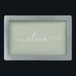 Boucle De Ceinture Rectangulaire Sage Green Minimaliste Moderne Monogramme Élégant<br><div class="desc">Découvrez notre collection moderne minimaliste de monogramme Sage Green : Élégez votre esthétique avec une sophistication sereine et une élégance intemporelle. Notre collection présente des designs minimalistes dans une teinte verte sage et tranquille, complétés par des monogrammes raffinés adaptés à votre style personnel. De la papeterie polie aux accessoires polyvalents,...</div>