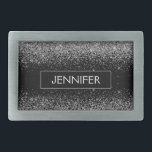 Boucle De Ceinture Rectangulaire Silver Black Parties scintillant Girl Monogramme N<br><div class="desc">Parties scintillant argentée et noire Monogramme Nom Boucle de la ceinture. Cela rend la graduation parfaite, doux 16 16ème, 18ème, 21ème, 30ème, 40ème, 50ème, 60ème, 70ème, 80ème, 90ème, 100ème anniversaire, mariage, douche nuptiale, anniversaire, baby shower ou cadeau de fête de bachelorette pour quelqu'un qui aime les styles glam luxe et...</div>