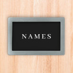 Boucle De Ceinture Rectangulaire Simple Black Custom Ajouter Votre Nom Élégant<br><div class="desc">Simple Black Custom Ajouter votre nom Design élégant pour tout le monde.</div>