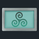 Boucle De Ceinture Rectangulaire Symbole celtique antique Triskele vert<br><div class="desc">Symbole vert Triskele. Le symbole Triskele ou Triskelion se compose de trois spirales ou de trois bras enclenchés,  comme s'il se déplaçait de son centre. Ce symbole celtique de mouvement ou d'action représente les trois mondes : céleste,  physique et spirituel.</div>