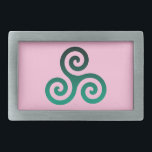 Boucle De Ceinture Rectangulaire Symbole celtique antique Triskele vert rose<br><div class="desc">Symbole vert Triskele. Le symbole Triskele ou Triskelion se compose de trois spirales ou de trois bras enclenchés,  comme s'il se déplaçait de son centre. Ce symbole celtique de mouvement ou d'action représente les trois mondes : céleste,  physique et spirituel.</div>