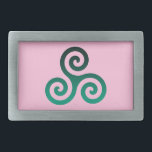 Boucle De Ceinture Rectangulaire Symbole celtique antique Triskele vert rose<br><div class="desc">Symbole vert Triskele. Le symbole Triskele ou Triskelion se compose de trois spirales ou de trois bras enclenchés,  comme s'il se déplaçait de son centre. Ce symbole celtique de mouvement ou d'action représente les trois mondes : céleste,  physique et spirituel.</div>