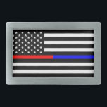 Boucle De Ceinture Rectangulaire symbole des pompiers de la police de la ligne roug<br><div class="desc">symbole des pompiers de la police de la ligne bleue rouge mince drapeau américain</div>