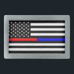 Boucle De Ceinture Rectangulaire symbole des pompiers de la police de la ligne roug<br><div class="desc">symbole des pompiers de la police de la ligne bleue rouge mince drapeau américain</div>