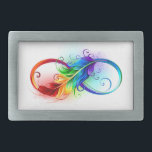 Boucle De Ceinture Rectangulaire Symbole d'infini avec plume arc-en-ciel<br><div class="desc">Symbole artistique à l'infini avec belle plume arc-en-ciel sur arrière - plan blanc. Style tatouage.</div>