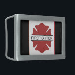 Boucle De Ceinture Rectangulaire Symbole du logo rouge du pompier personnalisé<br><div class="desc">Symbole logo rouge du pompier personnalisé Cadeaux du service de Secourt d'incendie!</div>