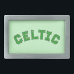 Boucle De Ceinture Rectangulaire Texte celtique<br><div class="desc">Texte de style noeud celtique en vert. Police personnalisée.</div>