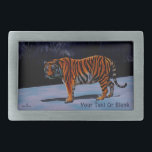 Boucle De Ceinture Rectangulaire Tigre de Sibérie<br><div class="desc">Une peinture numérique d'un Tigre Sibérien (Panthera tigris altaica), alias Amur ou Ussuri Tiger, sur une nuit enneigée et éclairée par la lune dans les forêts de l'Extrême-Orient russe. Ajoutez votre propre texte. Le Tyger Par William Blake Tyger Tyger, brûlant brillant, Dans les forêts de la nuit; Quelle main ou...</div>
