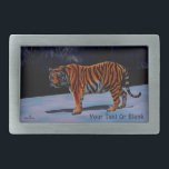Boucle De Ceinture Rectangulaire Tigre de Sibérie<br><div class="desc">Une peinture numérique d'un Tigre Sibérien (Panthera tigris altaica), alias Amur ou Ussuri Tiger, sur une nuit enneigée et éclairée par la lune dans les forêts de l'Extrême-Orient russe. Ajoutez votre propre texte. Le Tyger Par William Blake Tyger Tyger, brûlant brillant, Dans les forêts de la nuit; Quelle main ou...</div>