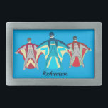 Boucle De Ceinture Rectangulaire Wingsuit Skydiving<br><div class="desc">Coussin d'aile / design de parachute avec texte personnalisable.</div>