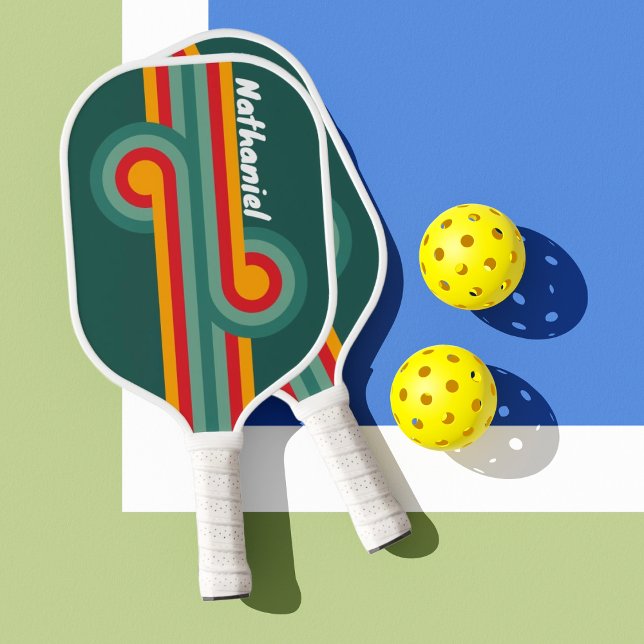 Boucle de raquette de pickleball avec nom à rayure (Créateur téléchargé)