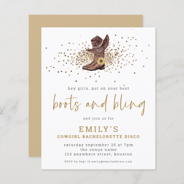 Boucles BUDGÉTAIRES Bling Bachelorette Discothèque (Devant / Derrière)