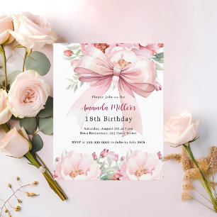 Boucles d'arc rose pâle invitation anniversaire