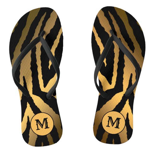 Boucles de tongs de tigre monogramme or luxueux (Semelle)